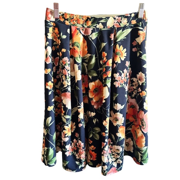 Faith And Joy Vintage Inspired Navy Floral Midi Swing Skirt Size Medium - Picture 4 of 10